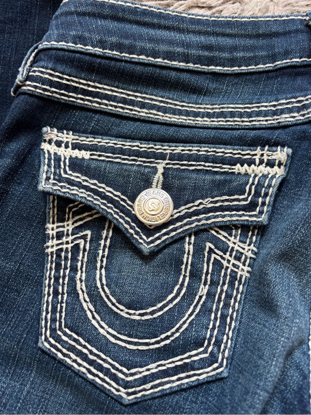 EUC True Religion Y2K Billi Big QT Boot Cut Jeans with White Stitching 26 - Picture 12 of 13